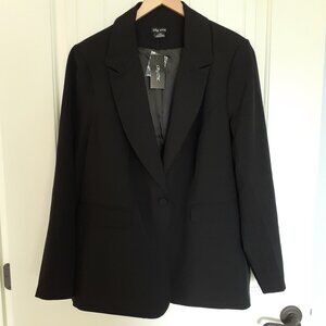 NWT City Chic Mrs Draper Jacket Single-Button Blazer Black Size L/20